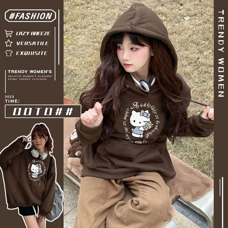 Sanrio Lazy Style Hello Kitty Printed Hoodie Girls' Autumn and Winter Season Silver Fox Plush Thickened Warm Casual Hoodie
Sanrio Lazy Style Hello Kitty Printed Hoodie Girls' Autumn and Winter Season Silver Fox Plush Thickened Warm Casual Hoodie