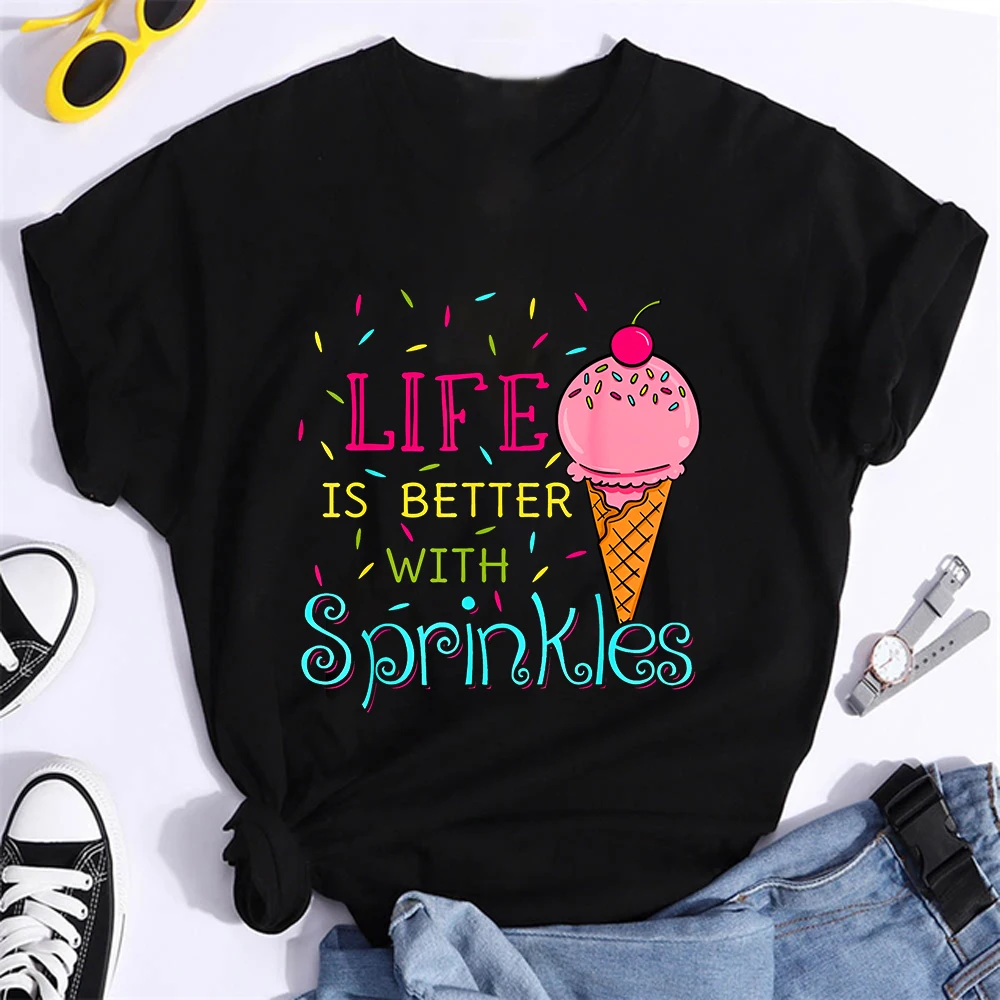 Life Is Better With Sprinkles Sweet Ice Cream Lover women t shirt Short Sleeve O-neck Casual t shirt femme tee shirt summer
Life Is Better With Sprinkles Sweet Ice Cream Lover women t shirt Short Sleeve O-neck Casual t shirt femme tee shirt summer