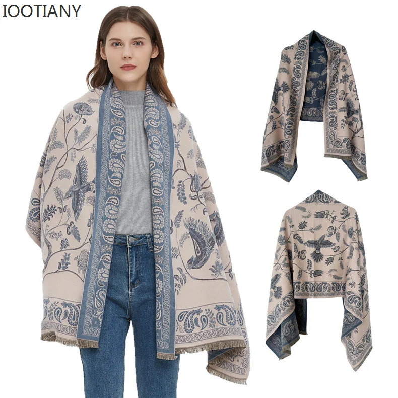 

IOOTIANY 2023 Autumn And Winter Lengthened Warm Scarf Fashion Soft Boutique Scarves Casual Jacquard Cashew Flower Shawl