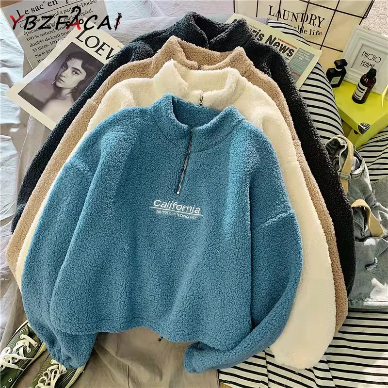 Winter Sweatshirt Couple Lambswool Short Coat Women Fall Winter Thickened Loose Zipper Cropped Top Coat Korea Warm Sweater
Winter Sweatshirt Couple Lambswool Short Coat Women Fall Winter Thickened Loose Zipper Cropped Top Coat Korea Warm Sweater
