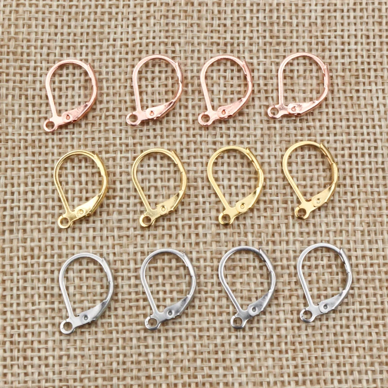 

30pcs 15*10mm 316 Stainless Steel Gold Plated High Quality Earring Hooks Wire Settings Base Settings Whole Sale