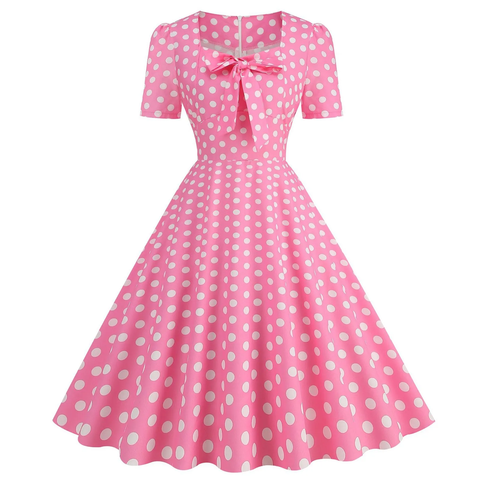 Women's Elegant Vintage Big Hem Polka Dot Evening Party Dresses Temperament Square Neck Bowknot Waist Short Sleeve Dress
Women's Elegant Vintage Big Hem Polka Dot Evening Party Dresses Temperament Square Neck Bowknot Waist Short Sleeve Dress