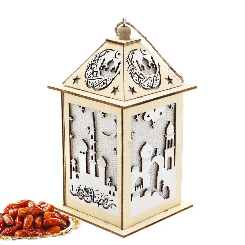 

Wooden Hollow Lantern Lights Eid Al-Fitr Wooden Lanterns Ramadan Wooden Lanterns CreativeHome Decor Ornament Hanging Supplies