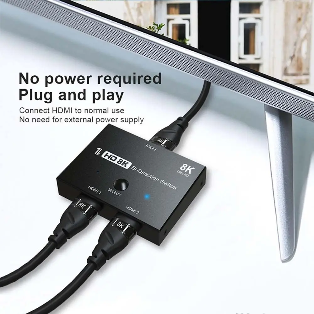 Converter 2 in 1out HDMI Switcher 1 X 2 HDMI Splitter Video Splitter Switcher Box Hub Video Adapter 8K HDMI Splitter
Converter 2 in 1out HDMI Switcher 1 X 2 HDMI Splitter Video Splitter Switcher Box Hub Video Adapter 8K HDMI Splitter