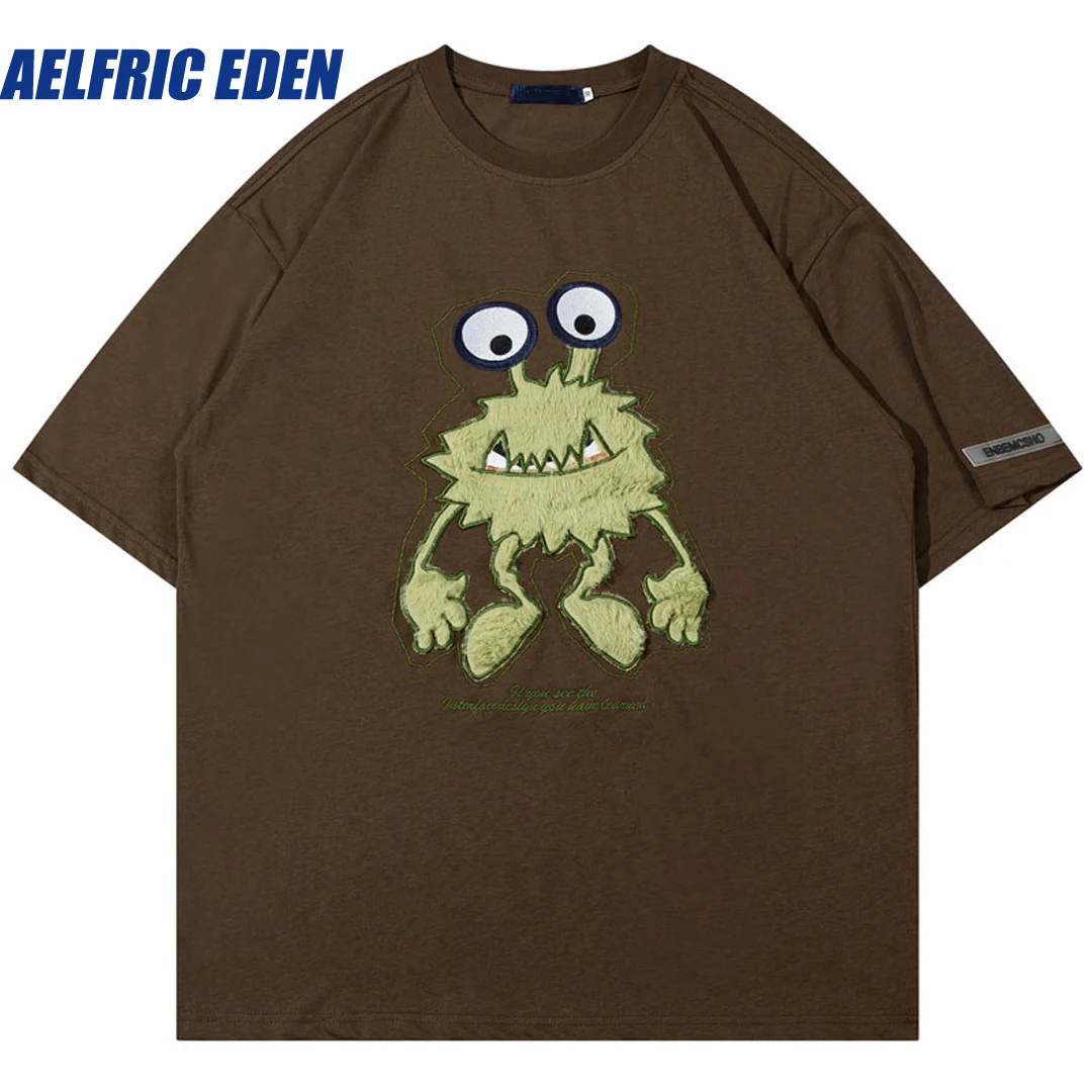 Aelfric Eden Embroidery Cartoon Monster Cotton T Shirts Harajuku Oversized Tshirt Streetwear Hip Hop Loose Punk Gothic Tee Tops
Aelfric Eden Embroidery Cartoon Monster Cotton T Shirts Harajuku Oversized Tshirt Streetwear Hip Hop Loose Punk Gothic Tee Tops