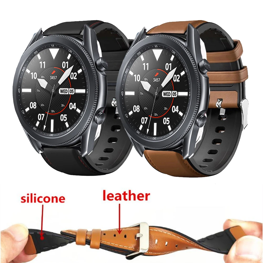 

For Samsung Galaxy Watch 3 41mm 45mm Strap 22mm 20mm Leather Silicone Bracelet For Galaxy 42mm 46mm/Gear S3 S2/Sport Watchband
