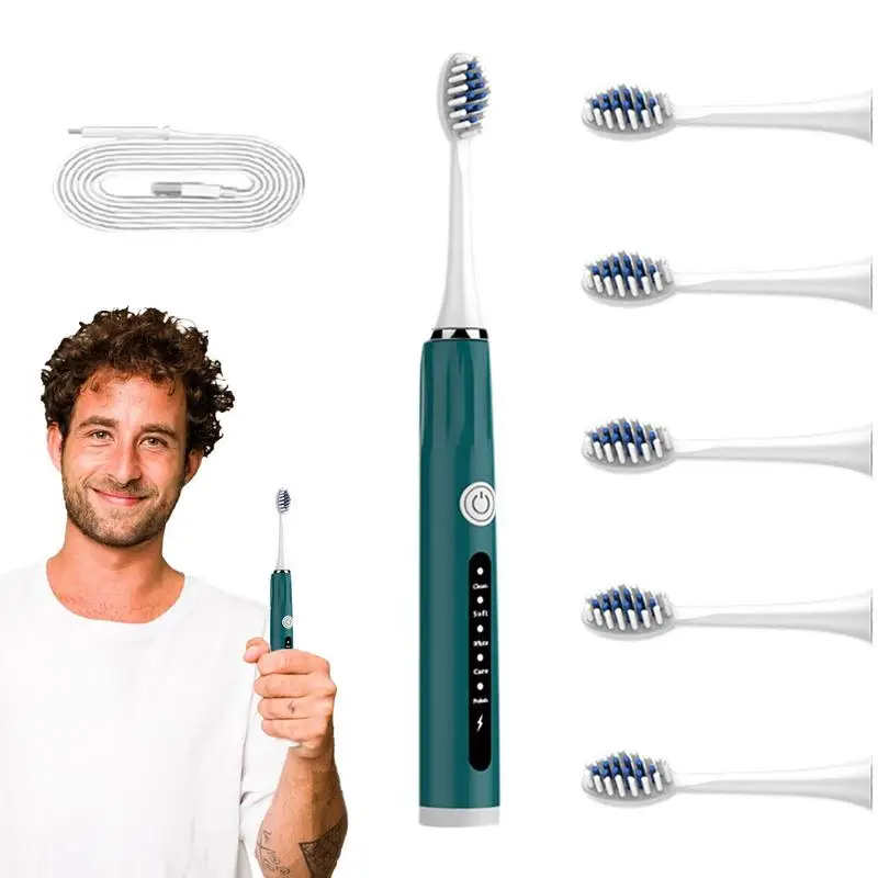 Ultrasonic Electric Toothbrush Electric Power Toothbrush Rechargeable Electric Toothbrushes With 5 Modes & 6 Brush Heads
Ultrasonic Electric Toothbrush Electric Power Toothbrush Rechargeable Electric Toothbrushes With 5 Modes & 6 Brush Heads