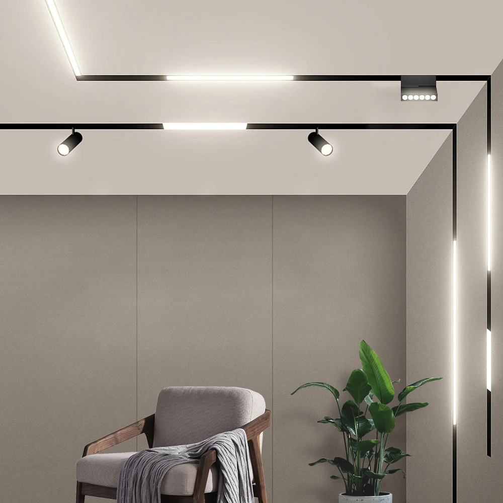 

Recessed LED Track Lights Magnetic Design Lamp Adjustable Rail Ceiling System Modern Track Lighting Spot Indoor Rail Spotlights