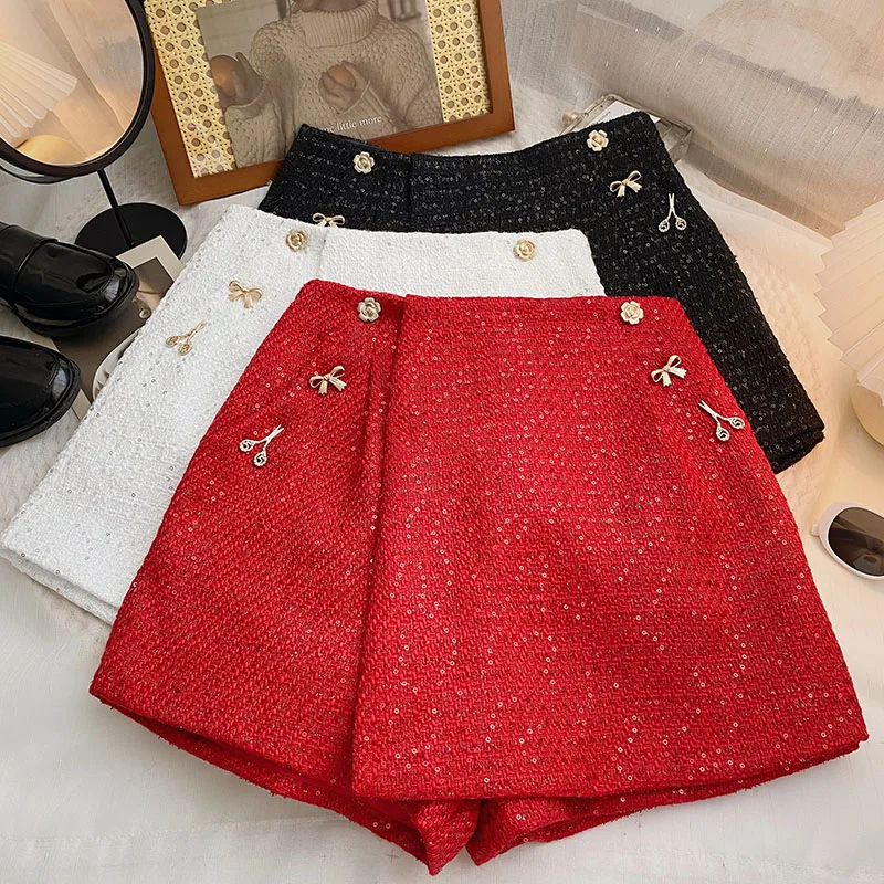 High Waist Autumn Winter Tweed Shorts Skirts Zipper Women Retro Wide Leg Casual Small Fragrance
High Waist Autumn Winter Tweed Shorts Skirts Zipper Women Retro Wide Leg Casual Small Fragrance