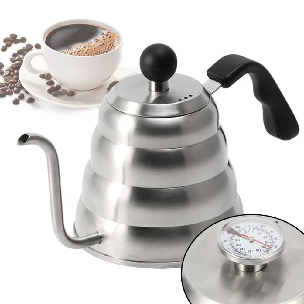 1L Stainless Steel Coffee Kettle with Thermometer, Gooseneck Thin Spout for Hand Drip Pour Over Coffee Tea Pot Teapot
1L Stainless Steel Coffee Kettle with Thermometer, Gooseneck Thin Spout for Hand Drip Pour Over Coffee Tea Pot Teapot