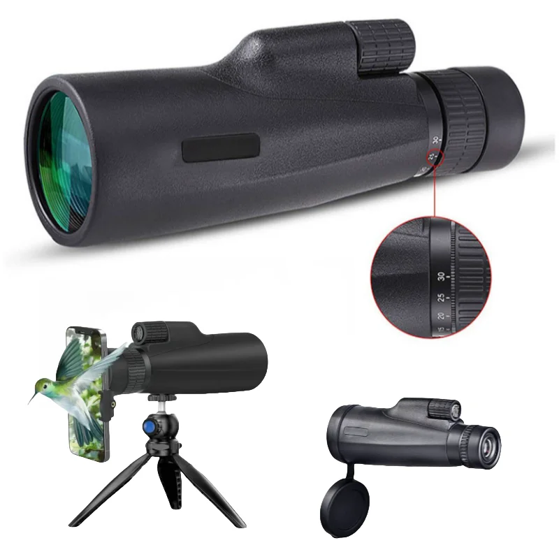 

10-30x50 Zoom HD Telescope Monocular Camping Powerful With Tripod Phone Clip For Watching Bird Hunting Binoculars