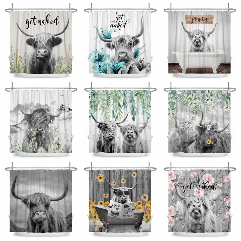 Country Style Highland Yak Shower Curtain Floral Flowers Cattle Bathtub Decor Waterproof Bathroom Partition Curtain With Hooks
Country Style Highland Yak Shower Curtain Floral Flowers Cattle Bathtub Decor Waterproof Bathroom Partition Curtain With Hooks