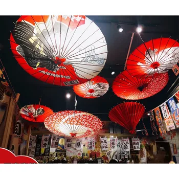 일본 오일 페이퍼 쉐이드 방수 우산, 레스토랑 천장, 클래식 장식 우산, 바람 사쿠라 파라솔, 저렴한