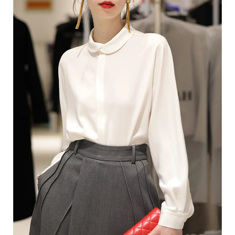 Белая рубашка для женщин в офисе, новый топ во французском стиле с маленьким отложным воротником для женщин, 2024
Белая рубашка для женщин в офисе, новый топ во французском стиле с маленьким отложным воротником для женщин, 2024