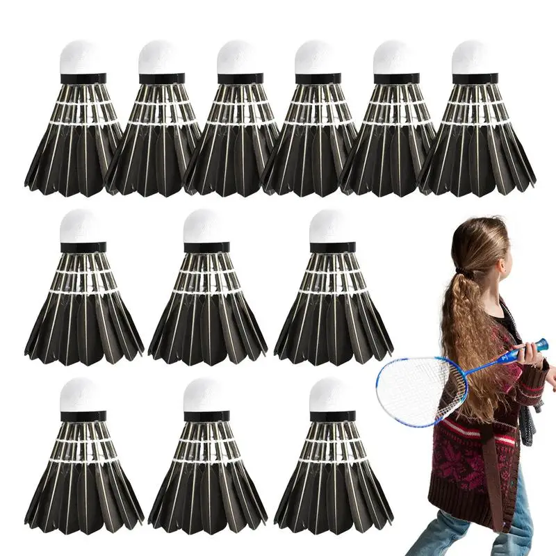 

Badminton Feather 12PCS Gooses Feather Shuttlecock Durable Stable Speed Training Badminton Trainer Ball For Indoor And Outdoor