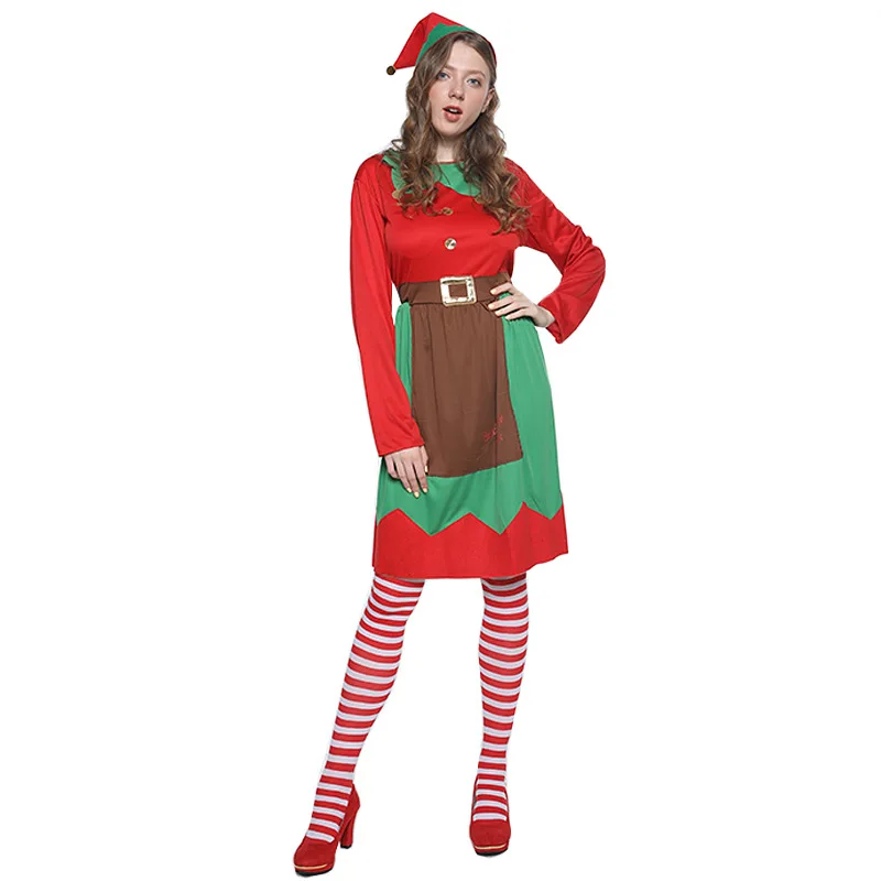 

Семейный Рождественский костюм Санта-Клауса, Хэллоуин, карнавал, искусственное платье для новогодних ролевых игр, для девочек, мальчиков, женщин, зеленый Косплей