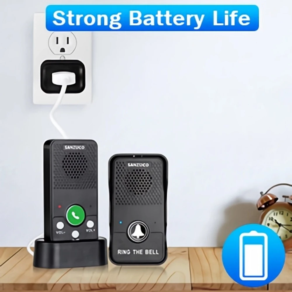 

Full Duplex Intercom Wireless Doorbell, Operates Over 1000ft Range, Rechargeable Battery Doorbell 8 Adjustable Volume