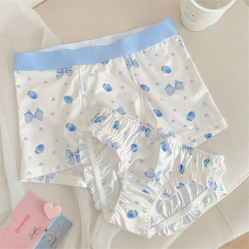 2PCS Couple Underwear Women Men's Boxers Shorts Panties Lace Strawberry Print Boy Girls Underpants Panties Sexy Lovers Lingerie
2PCS Couple Underwear Women Men's Boxers Shorts Panties Lace Strawberry Print Boy Girls Underpants Panties Sexy Lovers Lingerie