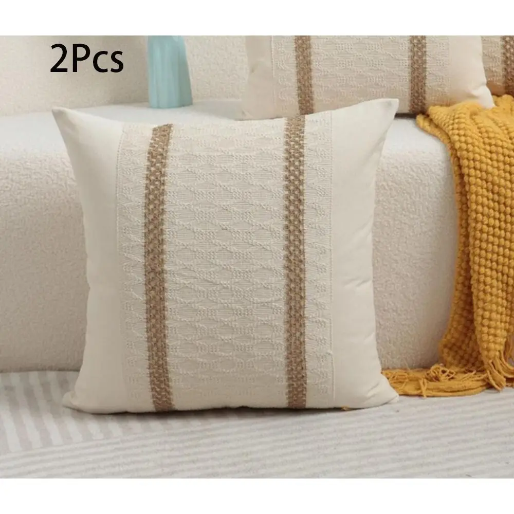 2 Pcs Square Boho Pillow Covers Washable With 2 Vertical Stripes Living Room Decoration Polyester Cotton 45*45cm
2 Pcs Square Boho Pillow Covers Washable With 2 Vertical Stripes Living Room Decoration Polyester Cotton 45*45cm