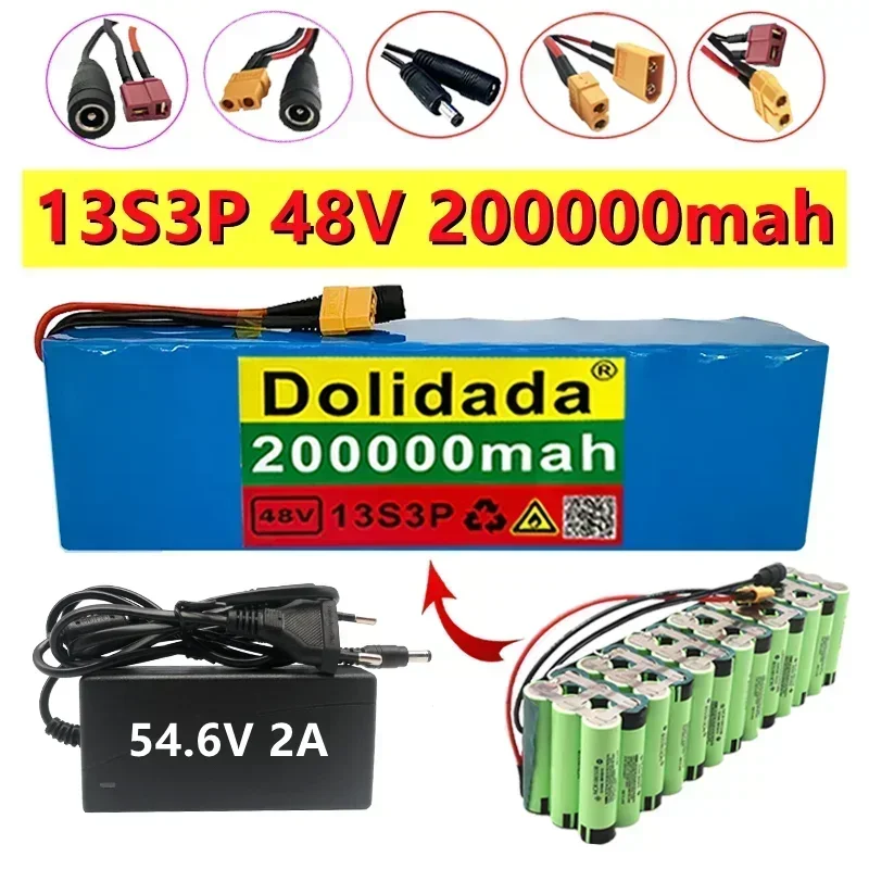 NEW 48V200Ah 2000W 13S3P XT60 Lithium Ion Battery Pack for 54.6V E-bike Electric Bicycle Scooter with BMS+Charger
NEW 48V200Ah 2000W 13S3P XT60 Lithium Ion Battery Pack for 54.6V E-bike Electric Bicycle Scooter with BMS+Charger