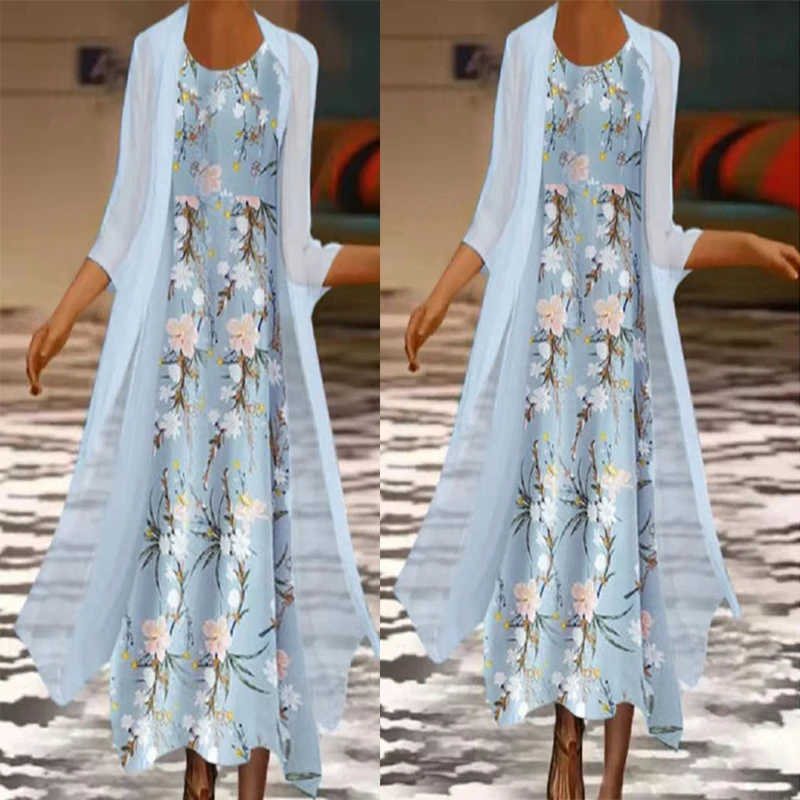 Elegant advanced Women Cardigan Loose Dress 2022 Ladies Commuter Waist Long Style Double Sided Midi Dress Printed Blue Two Piece 
Elegant advanced Women Cardigan Loose Dress 2022 Ladies Commuter Waist Long Style Double Sided Midi Dress Printed Blue Two Piece