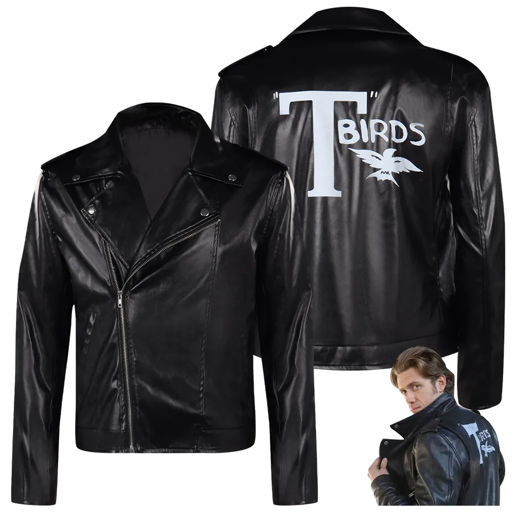 Grease Pink Ladies Danny Cosplay Costume Black Jacket Coat for Men Outfits Casual Streetwear Halloween Carnival Party Suit
Grease Pink Ladies Danny Cosplay Costume Black Jacket Coat for Men Outfits Casual Streetwear Halloween Carnival Party Suit