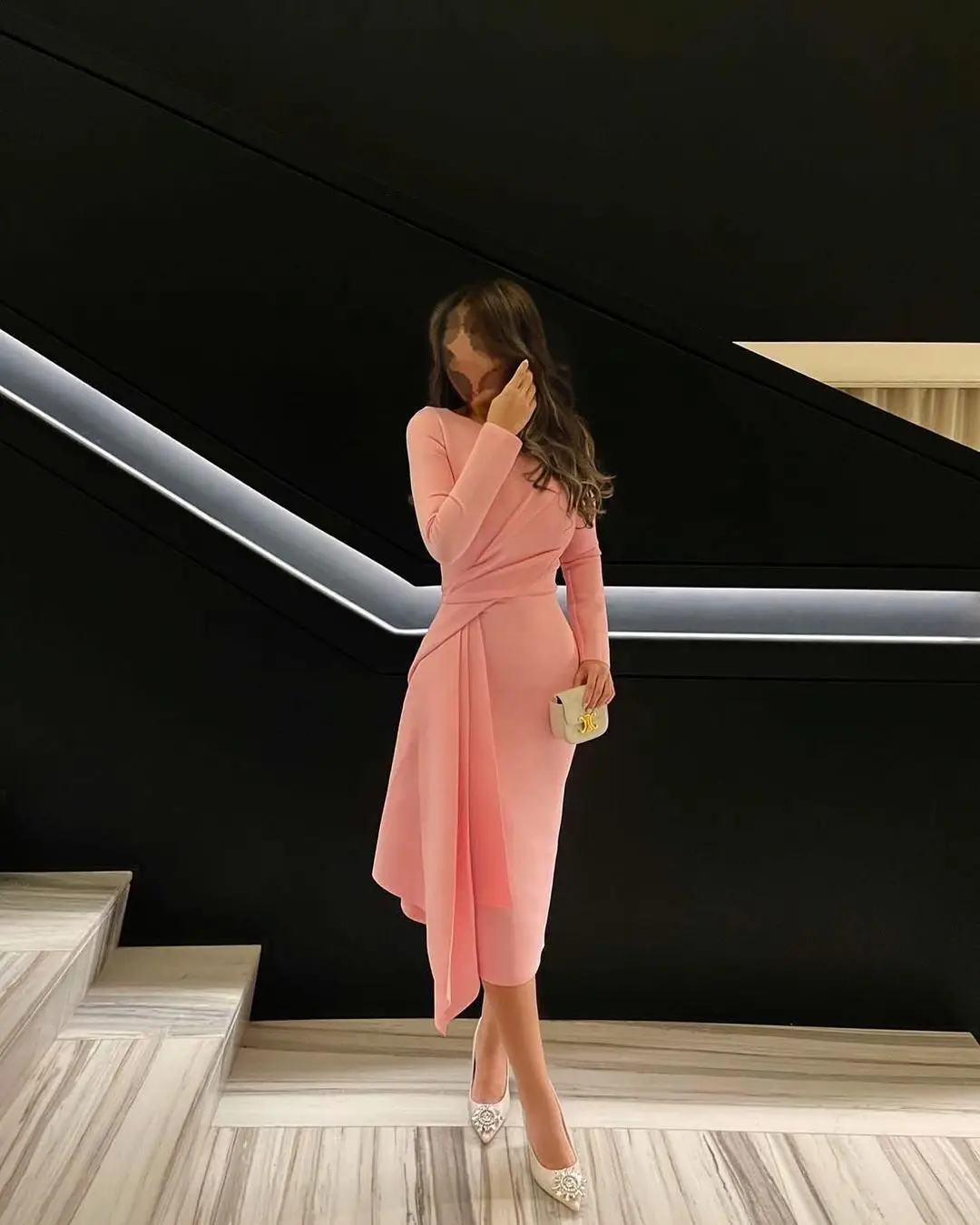 Vintage Pink Long Sleeves Prom Dresses O-Neck Party Dresses Tea Length Saudi Arabia Formal Occasion Evening Dress
Vintage Pink Long Sleeves Prom Dresses O-Neck Party Dresses Tea Length Saudi Arabia Formal Occasion Evening Dress
