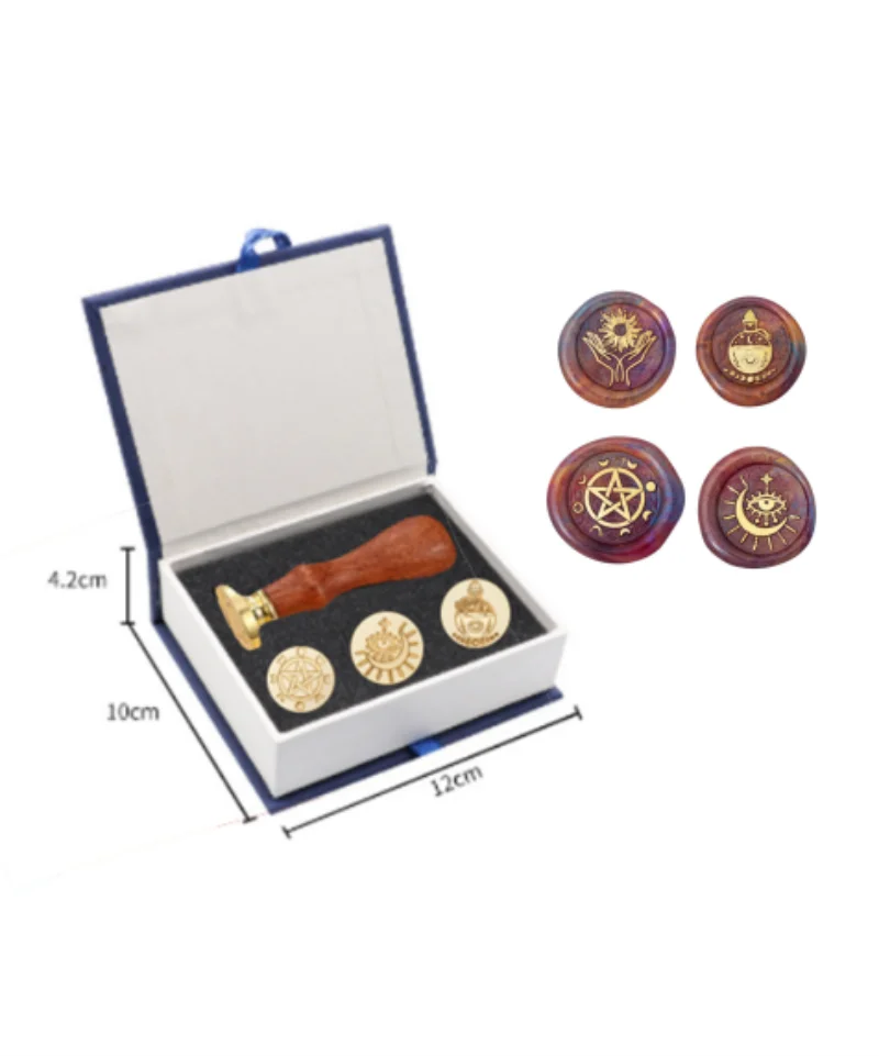 Vintage Wax Seal Stamp Pentagram Moon Phases, Triple Pentacle Sun Bottle Pattern Gift for Letter Envelope Invitation Card
Vintage Wax Seal Stamp Pentagram Moon Phases, Triple Pentacle Sun Bottle Pattern Gift for Letter Envelope Invitation Card