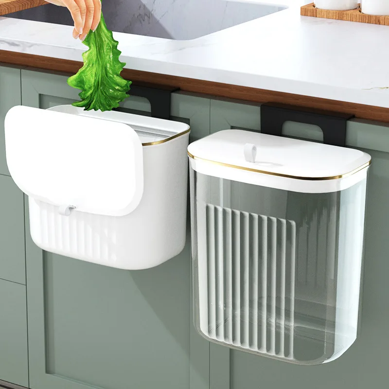 

Hanging Kitchen Trash Can, Foldable Waste Bin, Collapsible Hang, Small Plastic Garbage Can for Cabinet, Bathroom