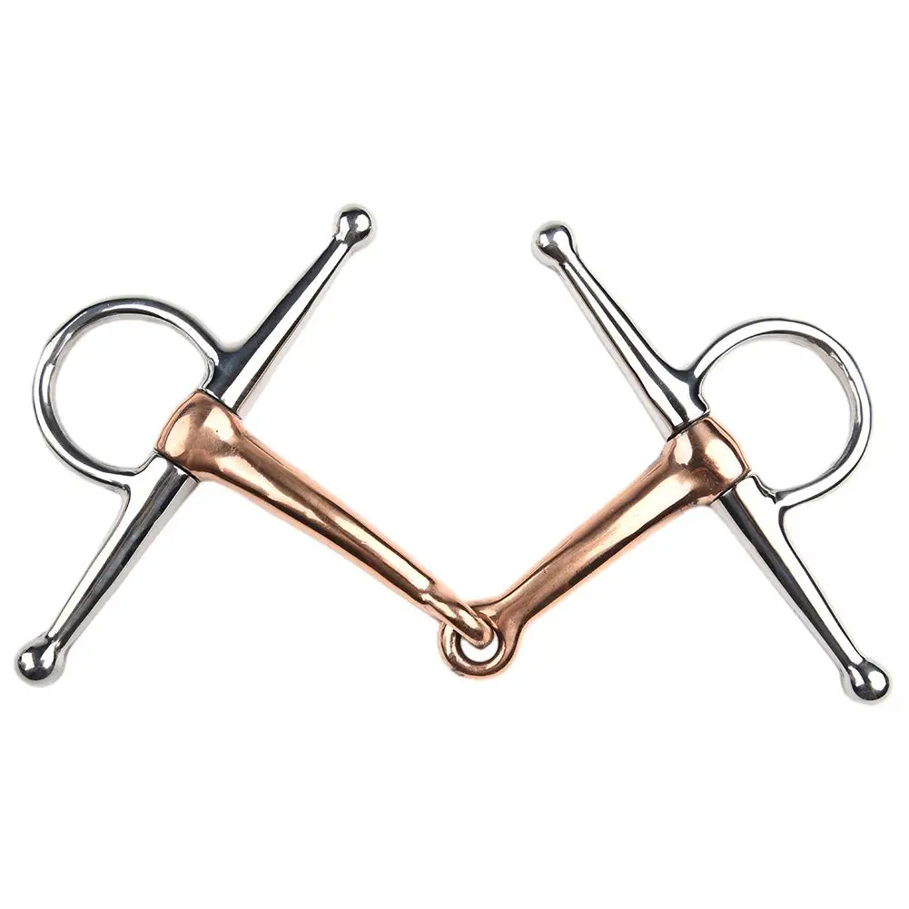 

Hot Sale Full Cheek Stainless Steel Equestrian Flexible D Ring Loose Ring Horse Snaffle Bit Double Jointed Copper Mouth With Ell