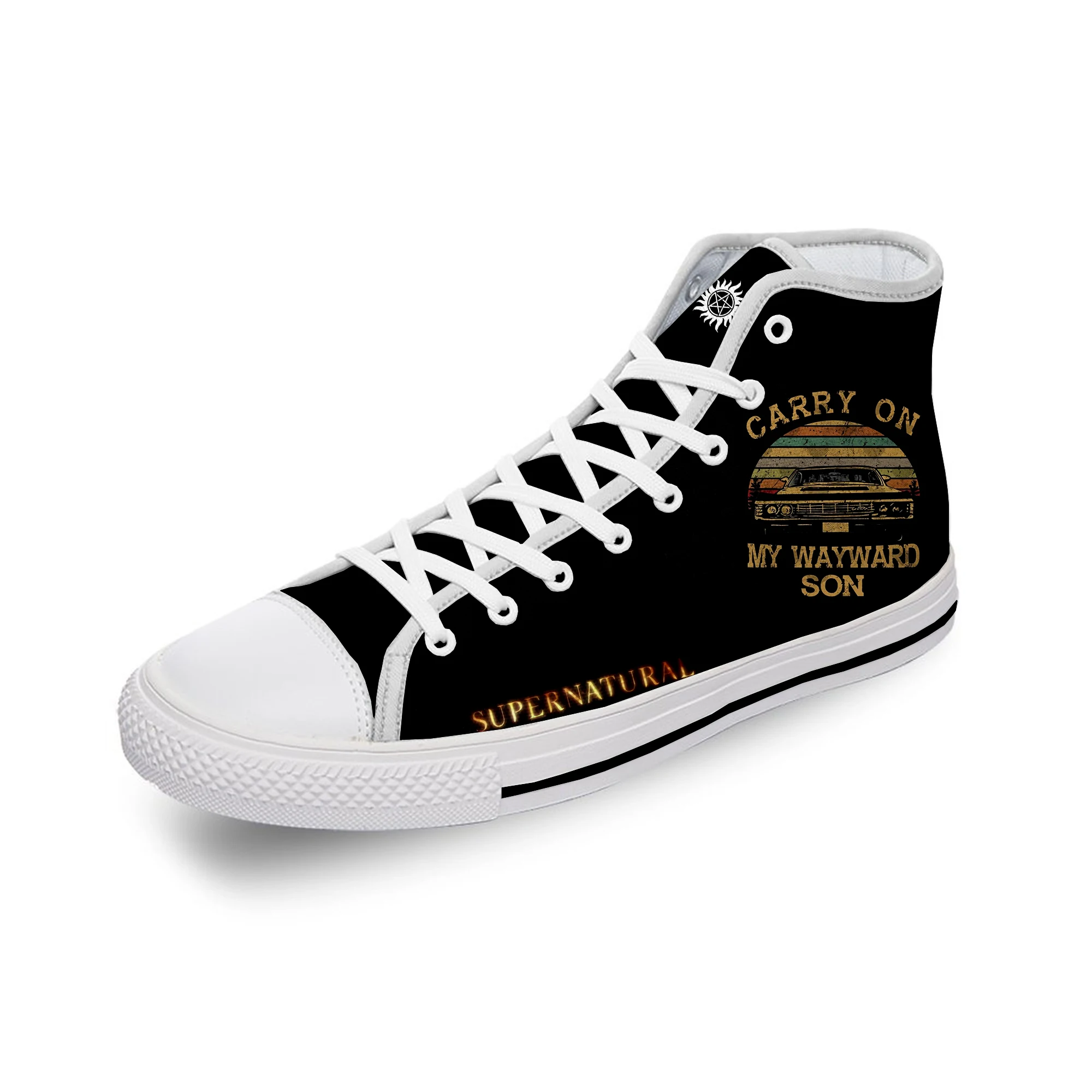 Carry on My Wayward Son Supernatural Cool White Cloth 3D Print High Top Canvas Shoes Men Women Lightweight Breathable Sneakers 
Carry on My Wayward Son Supernatural Cool White Cloth 3D Print High Top Canvas Shoes Men Women Lightweight Breathable Sneakers