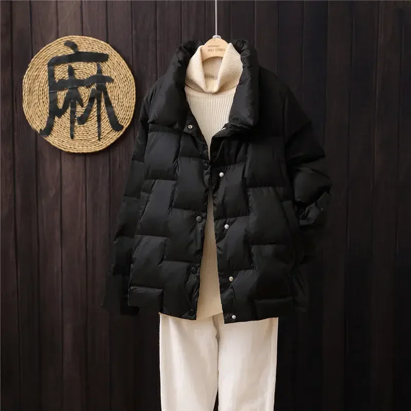 

Women's Jacket Duck Down Cropped Black Quilted Padded Thick Padding Female Coats Short Red Aesthetic Winter Sale High Quality