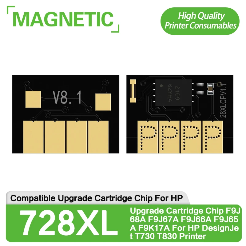 

Для HP 728 728XL новый обновленный чип картриджа HP728 XL чип F9J68A F9J67A F9J66A F9J65A F9K17A для принтера HP DesignJet T730 T830