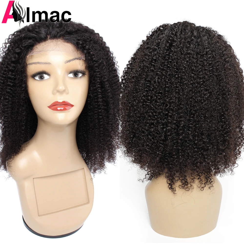 

4x4 Lace Closure Kinky Curly Wig Human Hair Natural Color Indian Remy Hair 13x4 Lace Frontal Wig Pre-Plucked 180% Density