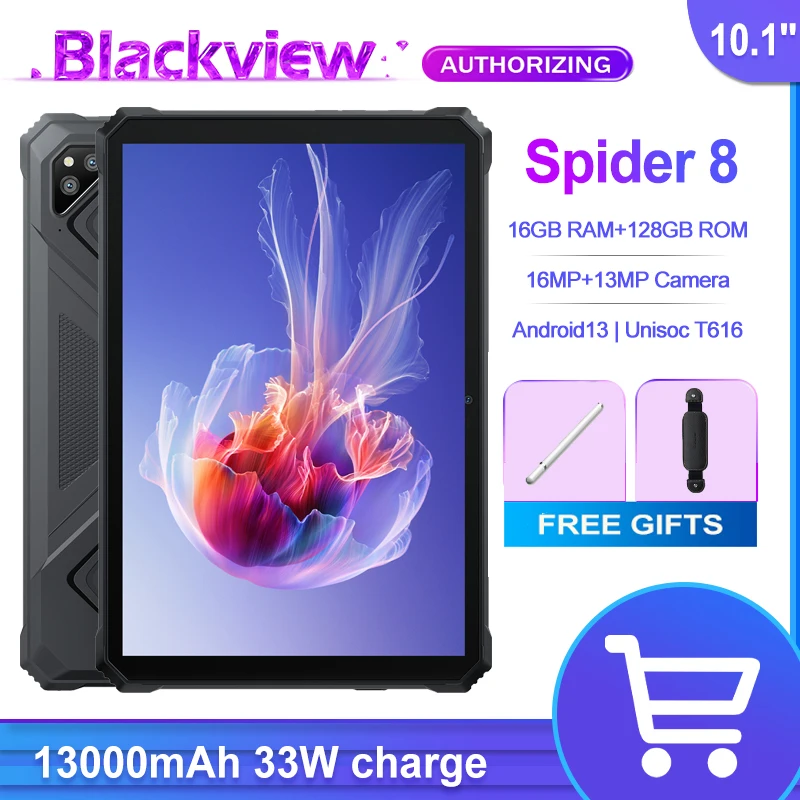 

Blackview OSCAL Spider 8 Rugged Tablet 10.1‘’ FHD Display T616 Android 13 13000mAh 33W Fast Charge 16GB 128GB IP68&IP69 Tablet