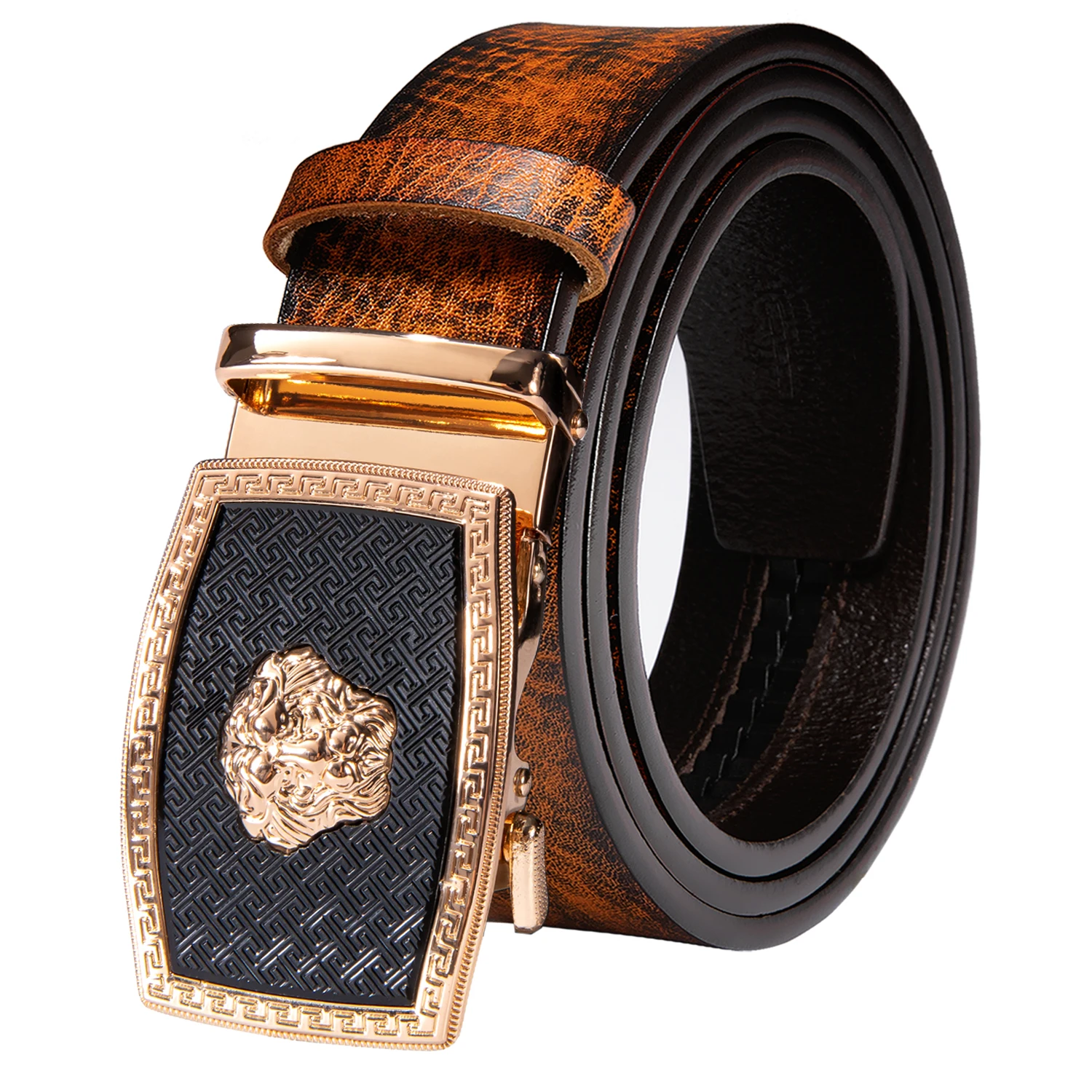

DUBULLE 50 Kinds Tan Brown Genuine Leather Mens Belts for Man Alloy Automatic Buckles Ratchet Waistband Dress Jeans Straps Italy