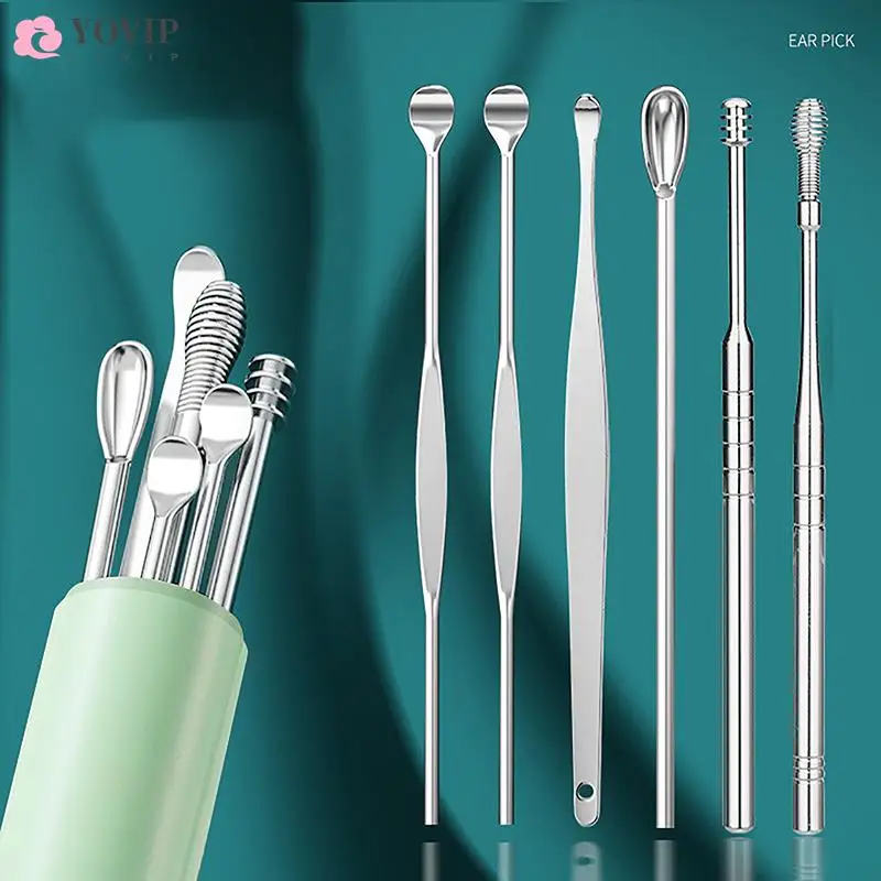 

6pcs/set Ear Cleaner Wax Removal Tool Earpick Sticks Earwax Remover Curette Ear Pick Cleaning Ear Cleanser Spoon For Ear Care