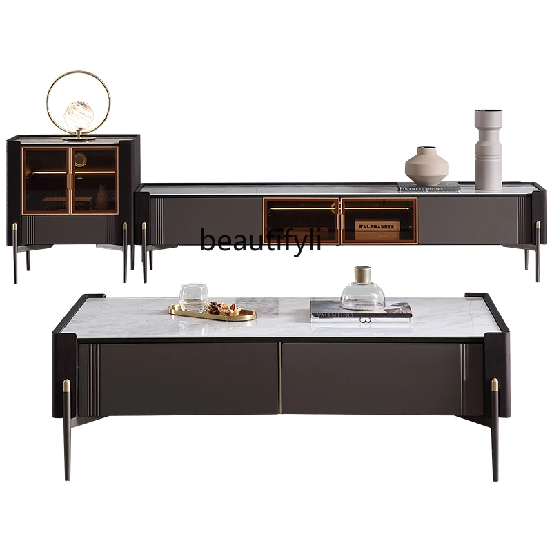yj Modern Minimalist Living Room LED Light Floor Cabinet Italian Stone Plate Coffee Table TV Cabinet Combination
yj Modern Minimalist Living Room LED Light Floor Cabinet Italian Stone Plate Coffee Table TV Cabinet Combination