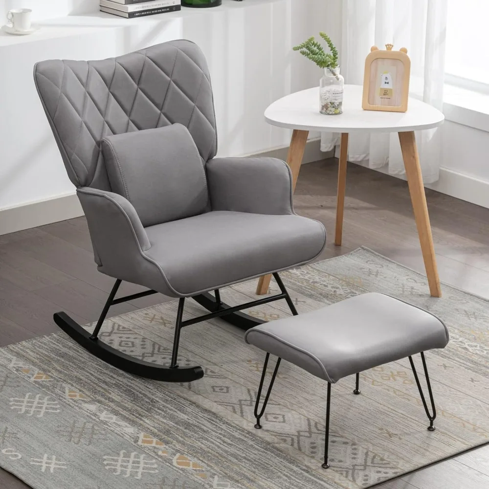 Rocking Chair, Modern Rocking Chair Nursery Set with Lumbar Pillow and Ottoman, /Living Room/Bedroom,Indoor Rocking Chair.
Rocking Chair, Modern Rocking Chair Nursery Set with Lumbar Pillow and Ottoman, /Living Room/Bedroom,Indoor Rocking Chair.
