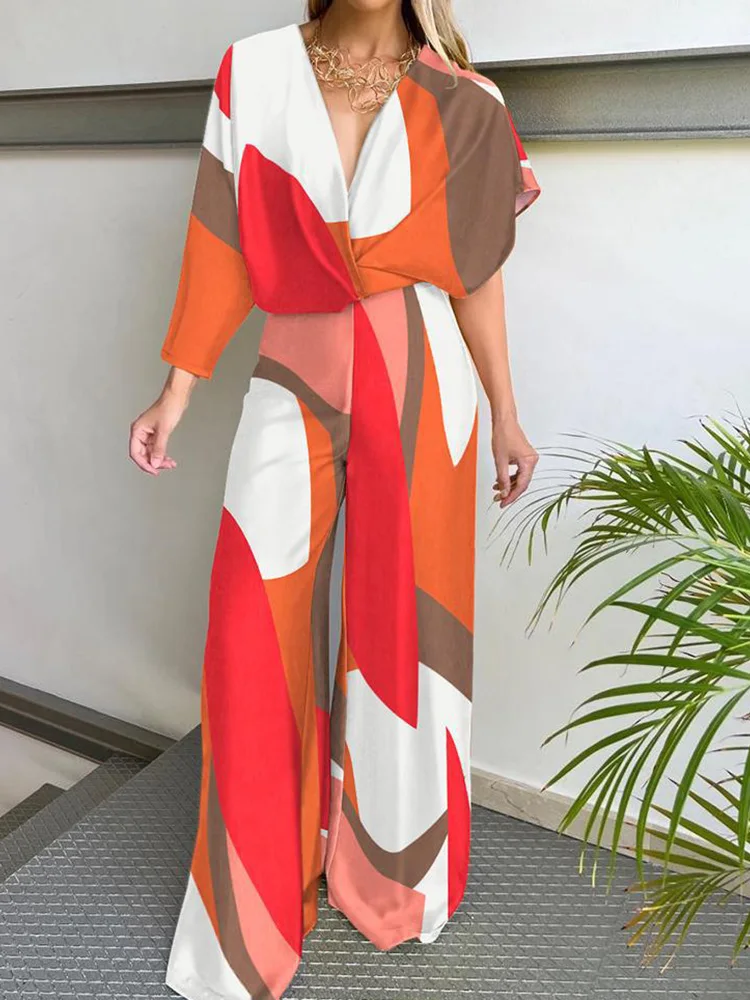 Casual Patchwork V Neck Print Jumpsuits Female Spring Summer Office Long Pants Overalls High Waist Wide Leg Pants Loose Rompers
Casual Patchwork V Neck Print Jumpsuits Female Spring Summer Office Long Pants Overalls High Waist Wide Leg Pants Loose Rompers