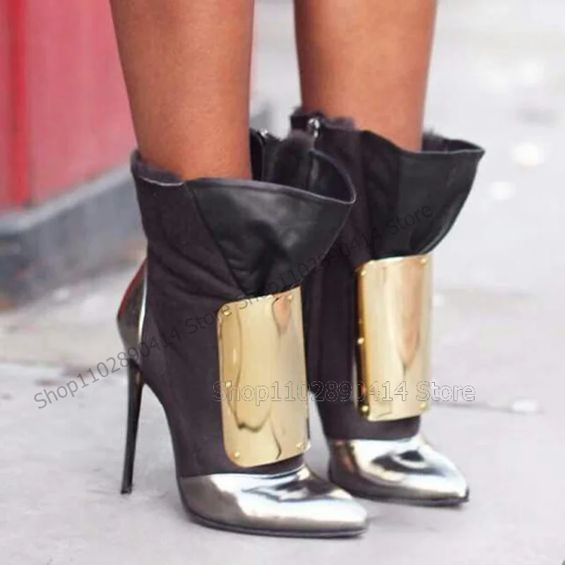 Metal Decor Black Large Cuff Silver Pointed Toe Boots Side Zipper Women Shoes Thin High Heels Fashion 2024 Zapatos Para Mujere
Metal Decor Black Large Cuff Silver Pointed Toe Boots Side Zipper Women Shoes Thin High Heels Fashion 2024 Zapatos Para Mujere