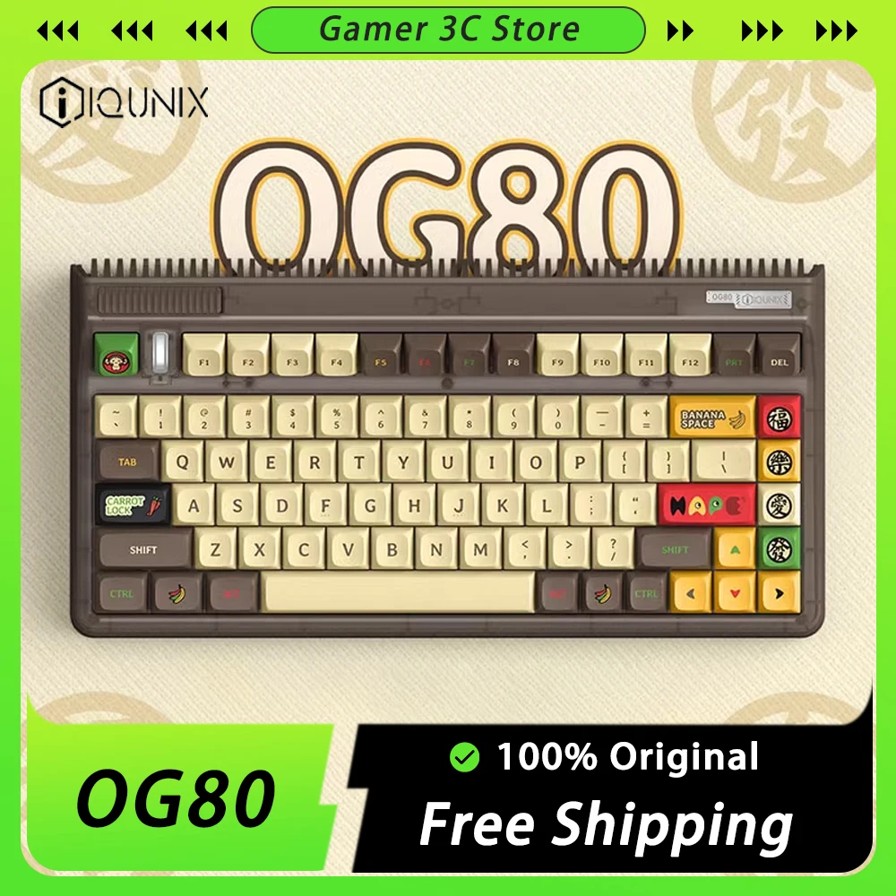 

IQUNIX OG80 Mechanical Keyboard Three Mode Hot Swap 83 Keys Wireless Gaming Keyboard Dynamic RGB Ergonomics Pc Gamer Office Mac