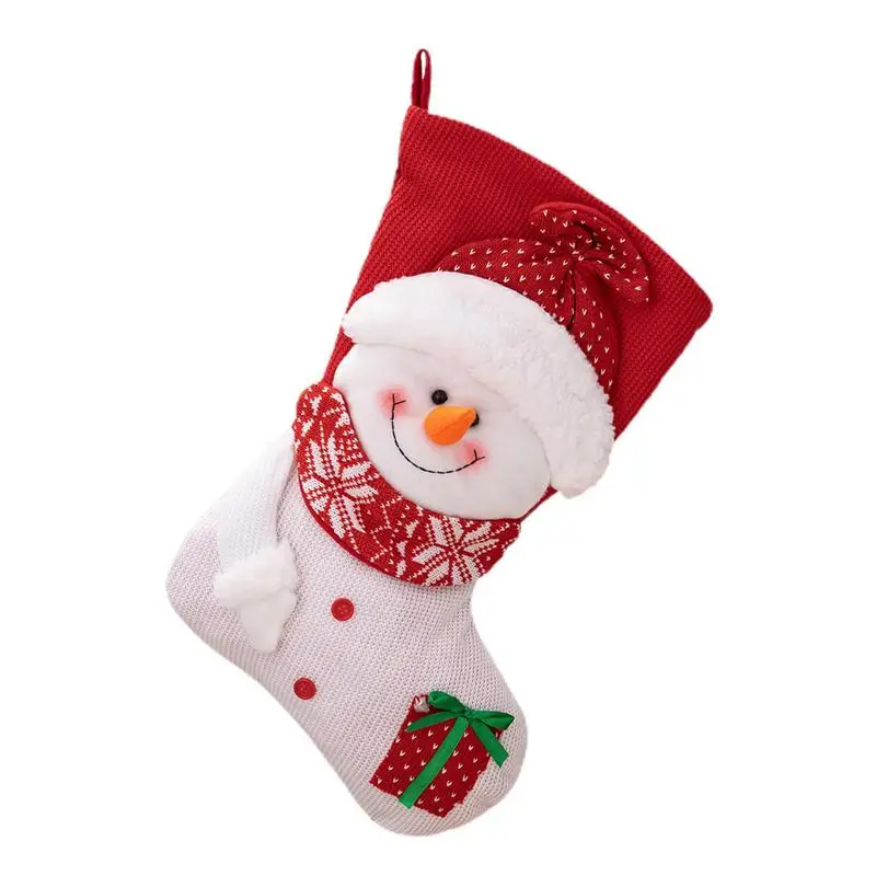 

Рождественские чулки с Санта-Клаусом, вязаные чулки, Подарочный пакет, войлочные подвески для камина, чулки ручной работы, Рождественская тема, 3D подарок, удерживание