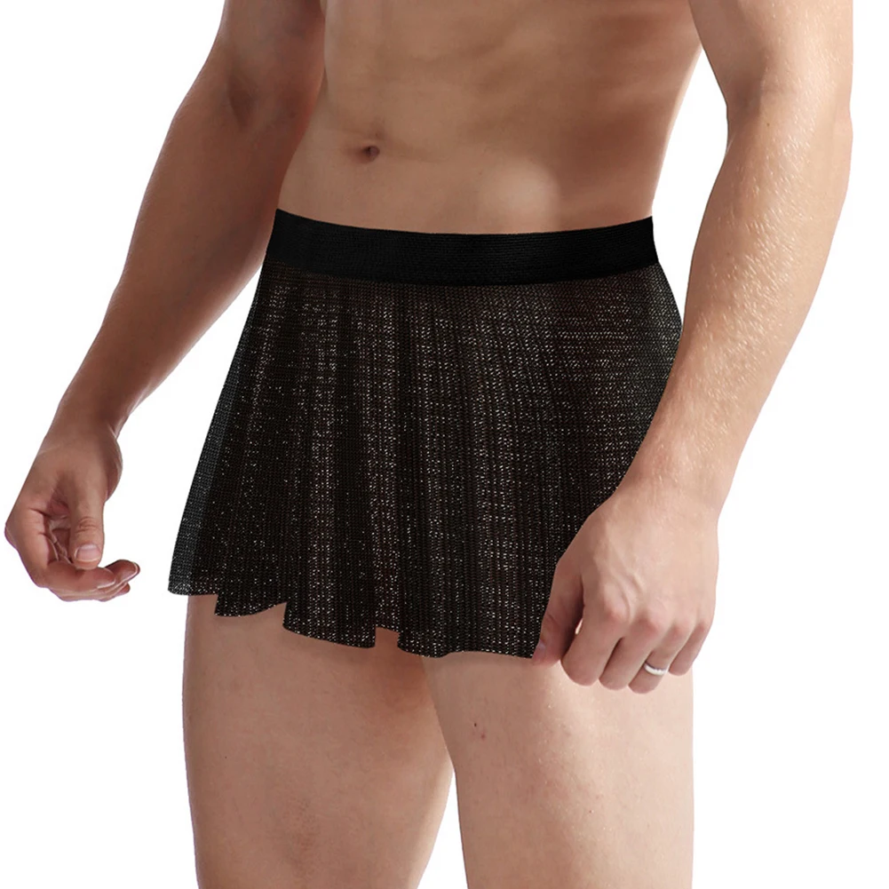 

Sexy Men Sissy Skirts Panties Mesh Lingerie Skirt Clubwear Gay Underwear Underpants Briefs Elastic Bag Hip Miniskirt Knickers
