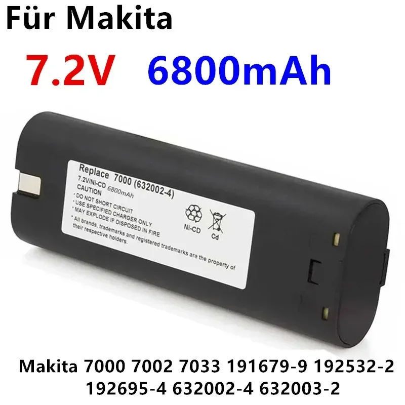 7,2 V 6800mAh Ni-Mh Ersatz Batterie Für Makita 7000 7002 7033 191679-9 192532-2 192695-4 632002-4 632003-2 L50
7,2 V 6800mAh Ni-Mh Ersatz Batterie Für Makita 7000 7002 7033 191679-9 192532-2 192695-4 632002-4 632003-2 L50