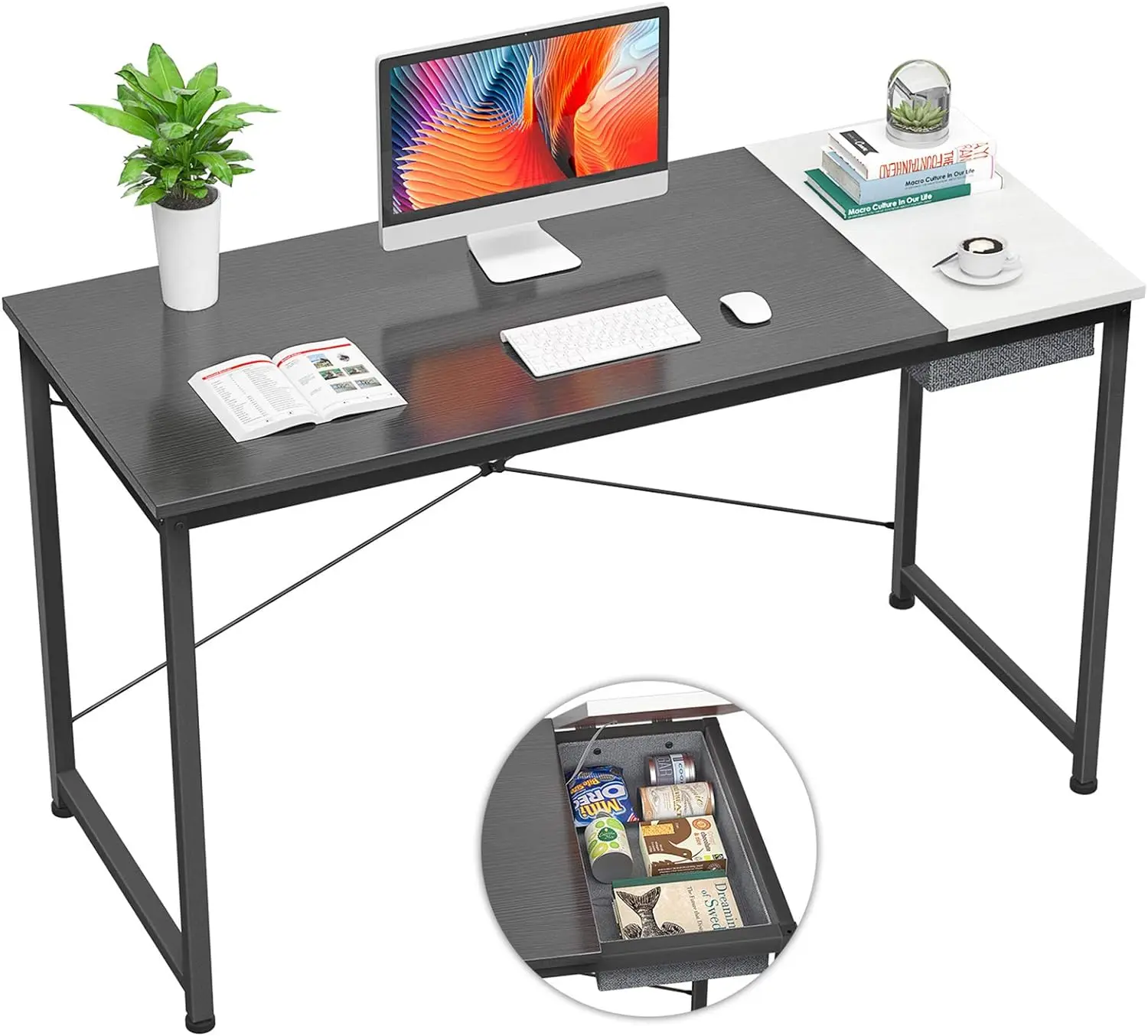 Desk, 47 Inch Study Writing Desk for Home Office Workstation, Modern Simple Style Laptop Table with Storage Bag/Drawer, Black an
Desk, 47 Inch Study Writing Desk for Home Office Workstation, Modern Simple Style Laptop Table with Storage Bag/Drawer, Black an