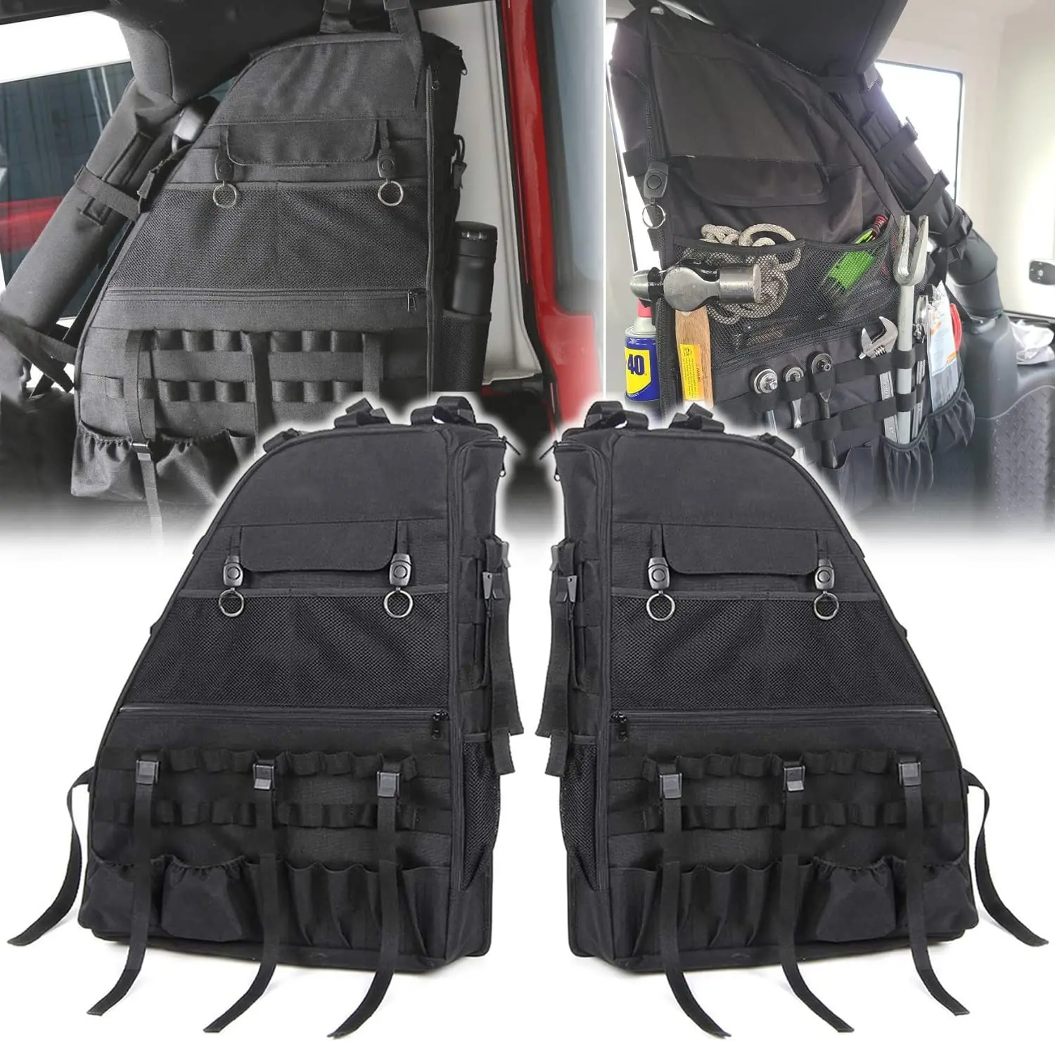 2pcs Multifunctional Roll Bar Storage Bag Cage with Multi-Pockets for Jeep Wrangler Accessories JK TJ JL & Unlimited 2007~2021
2pcs Multifunctional Roll Bar Storage Bag Cage with Multi-Pockets for Jeep Wrangler Accessories JK TJ JL & Unlimited 2007~2021