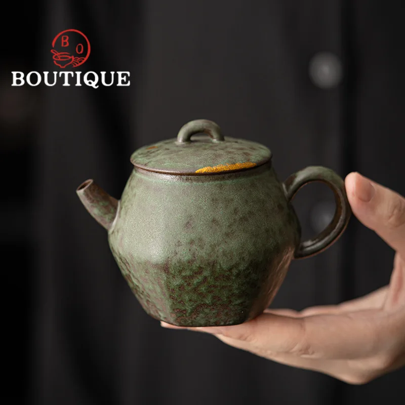 

160ml Handmade Bronze Glazed Teapot Japanese Old Rock Mud Traditional Pot Tea Making Kettle Kung Fu Tea Tea Services Collection