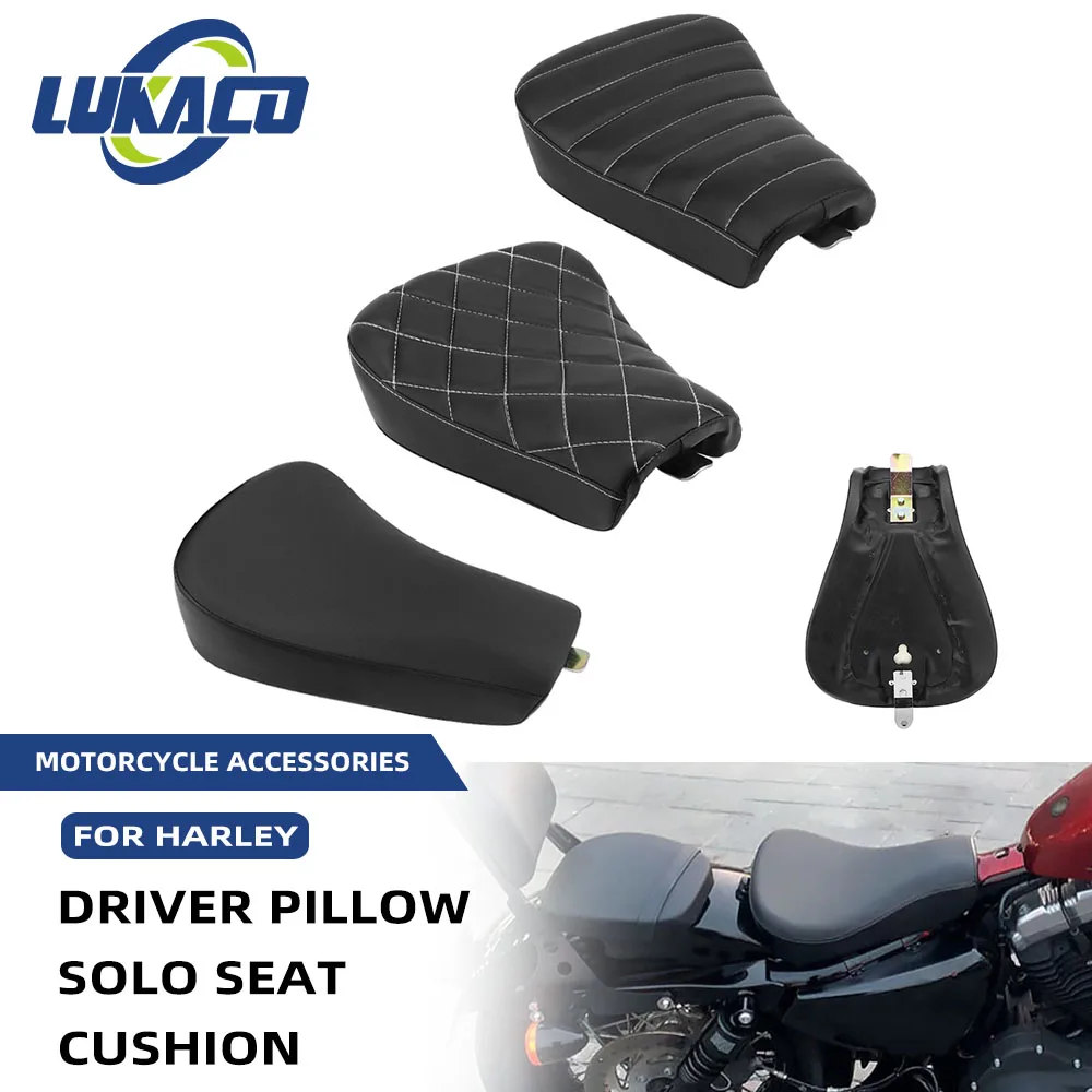 

New Motorcycle Front Driver Leather Pillow Black Solo Seat Cushion For Harley Sportster Forty Eight XL1200 883 72 48 2010 -2015