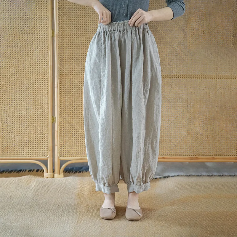 New Arrival Vintage Women's Pants Elegant Temperament Leisure Elastic High Waist Trousers Cotton and Linen Loose Wide Leg Pants
New Arrival Vintage Women's Pants Elegant Temperament Leisure Elastic High Waist Trousers Cotton and Linen Loose Wide Leg Pants